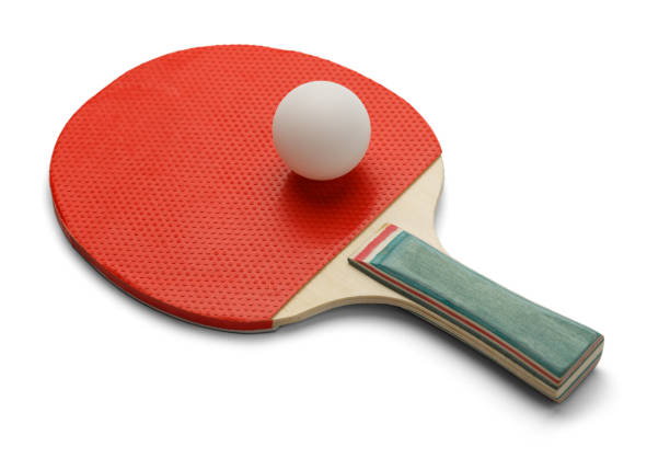 Ping Pong Paddle Table Tennis Paddle and Ping Pong Ball Isolated on White Background. table tennis racket stock pictures, royalty-free photos & images