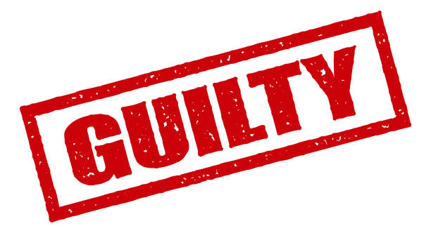 illustrations, cliparts, dessins animés et icônes de coupable rouge rubber stamp icône sur fond transparent - culpabilité