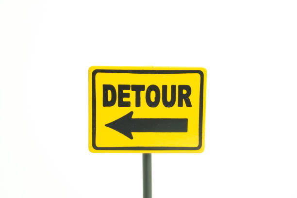 istock Mark of the detour. white background 891807624