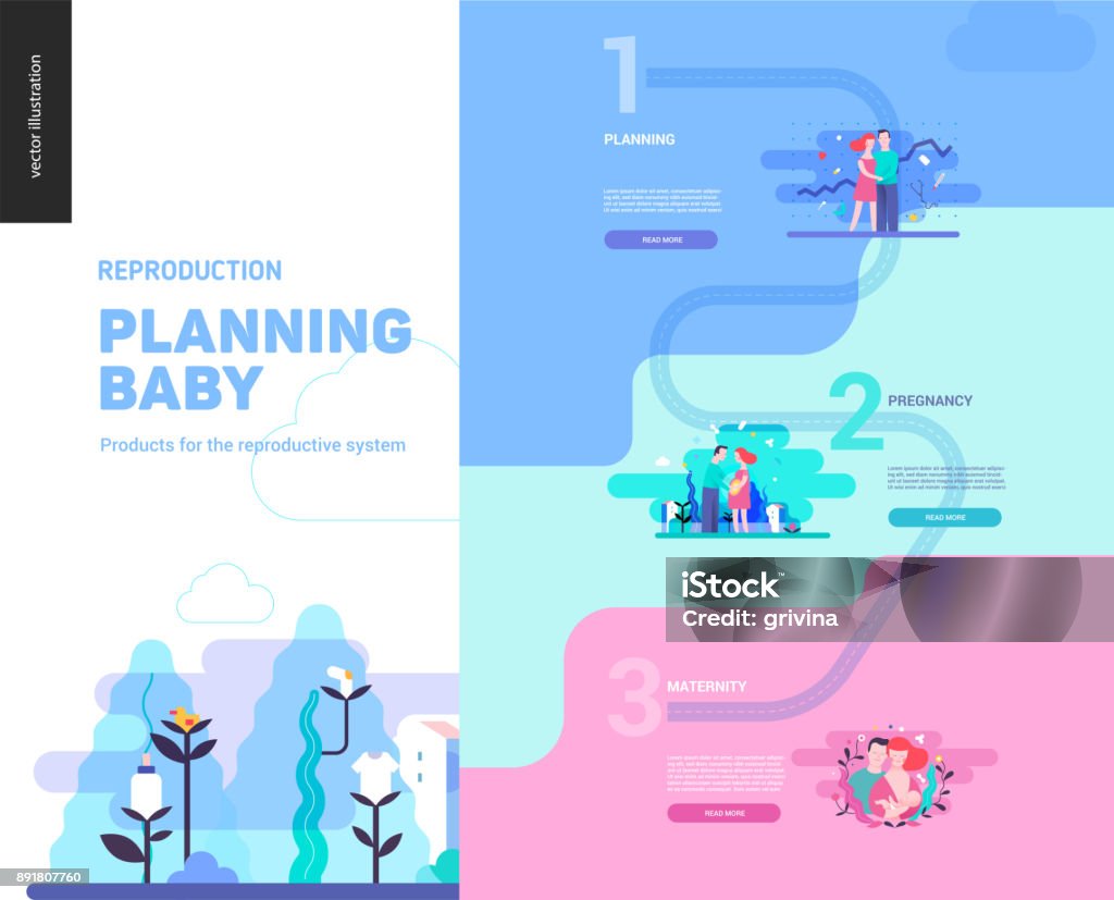 Reproduction - web page template Reproduction - web page template on pregnancy and fertility Infographic stock vector