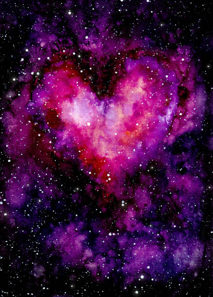 istock Watercolor Bright Purple Heart Nebula and Clouds 891807772
