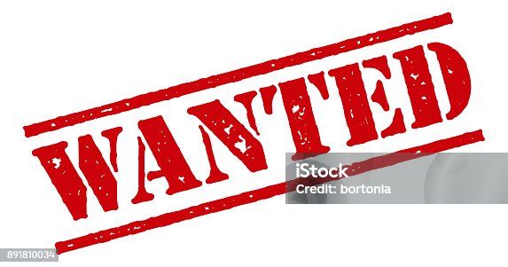 istock Wanted Red Rubber Stamp Icon on Transparent Background 891810034