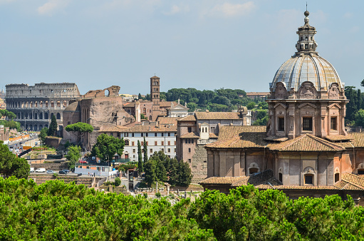 Famous buildings in the historic center of ancient Rome.