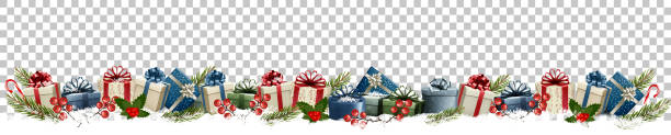 istock Christmas holiday decoration with branches of tree and gift boxes. 891835764