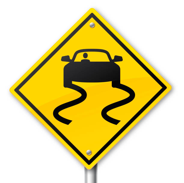 ilustraciones, imágenes clip art, dibujos animados e iconos de stock de señal de advertencia de camino peligroso - traction device