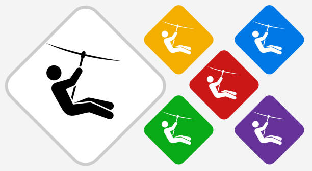 zip lining color diamond vector ikona - zip lining stock illustrations