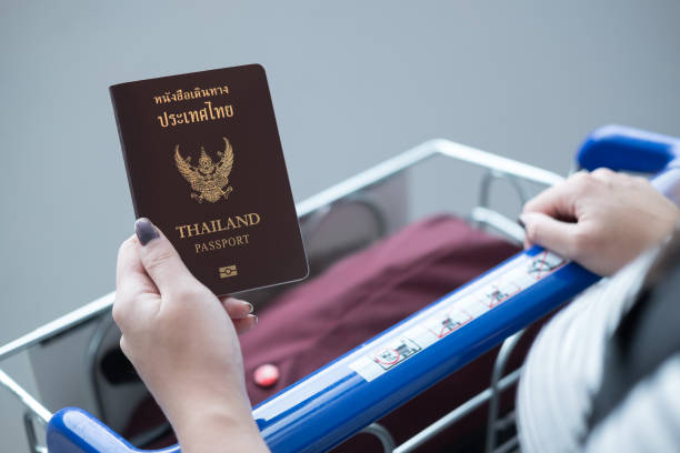 istock Thai passport on hand, Travel concept 891882198