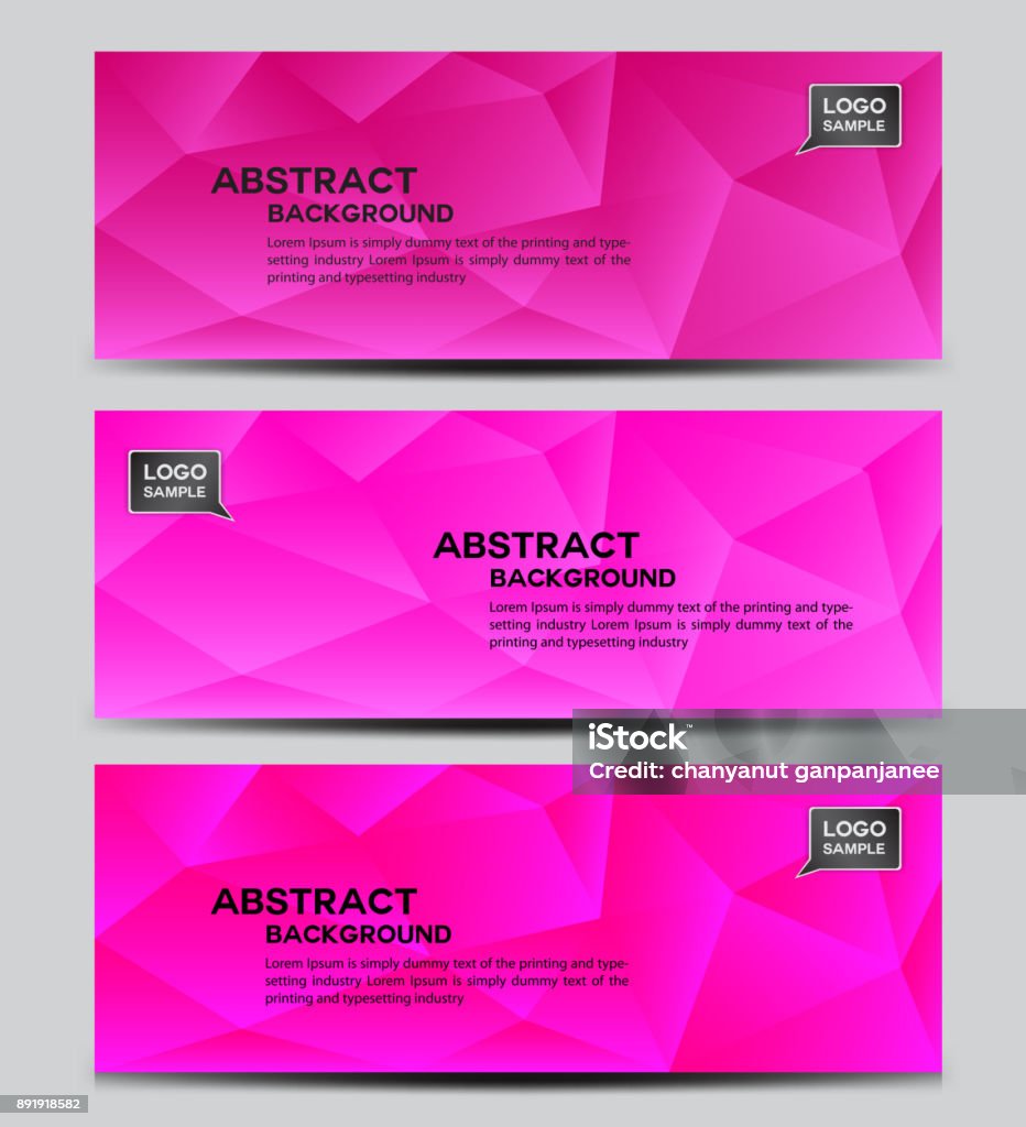 Pink Banner Template Polygonal Background Header Webpage Abstract ...