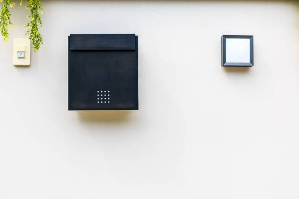 istock A Post box with a light box and a doorbell switch on The white wall. 891920964