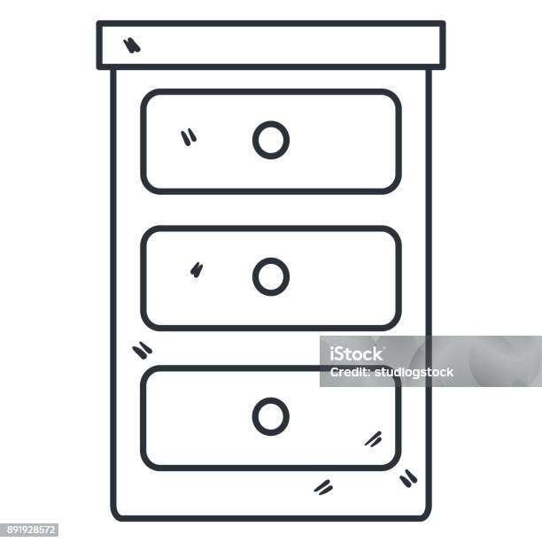 Bedroom Drawer Isolated Icon Stock Illustration - Download Image Now - Apartment, Badge, Bedroom