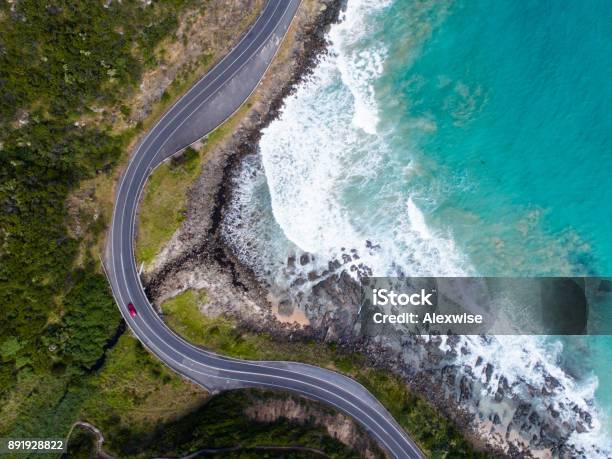 Aerial Great Ocean Road Stock Photo - Download Image Now - Great Ocean Road, Aerial View, Winding Road