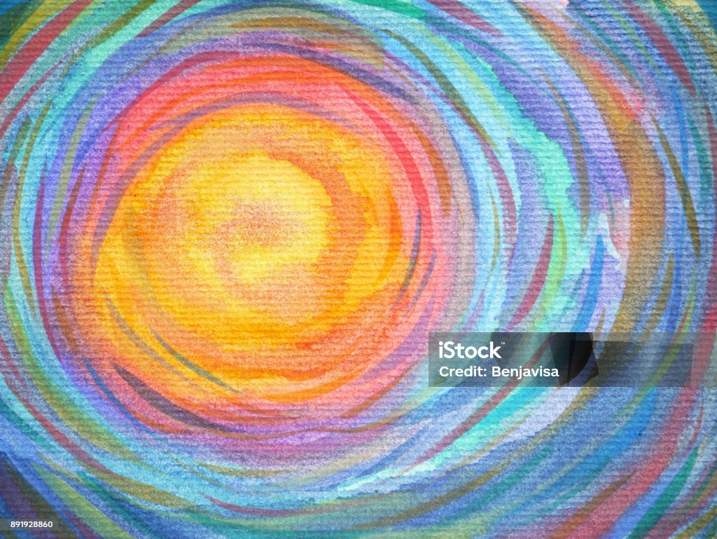 bunte Spirale Sonne macht Hintergrund Aquarellmalerei - Lizenzfrei Abstrakt Stock-Illustration