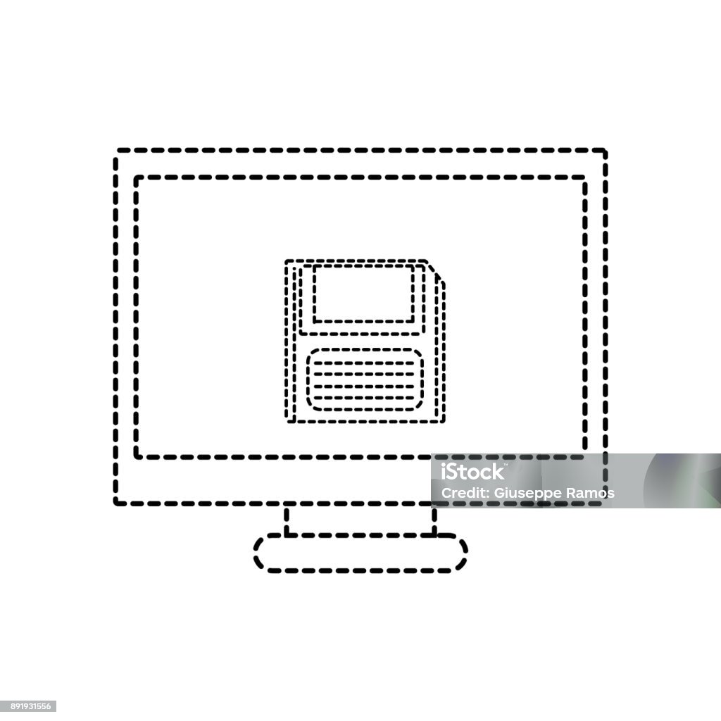 Doted Computer Picture Dotted Shape Computer Technology With Screen And Diskette Information ...