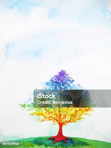 istock rainbow tree color colorful watercolor painting illustration design 891931948