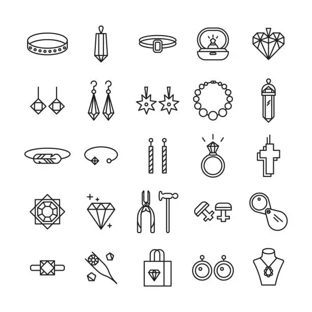 Vector illustration of Jewelry shop icons.