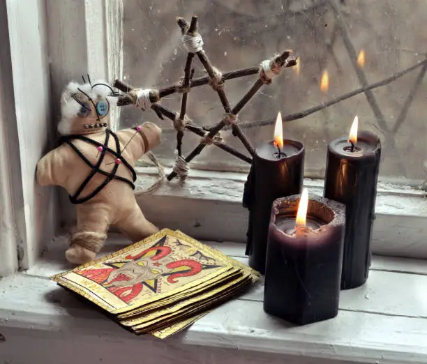 Occult, esoteric, divination and wicca concept, mystic background