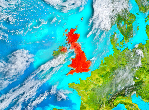 istock United Kingdom in red on Earth 891953054