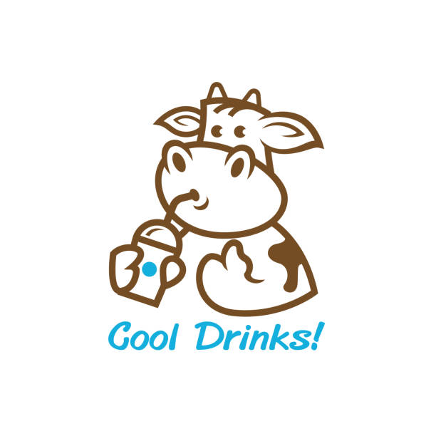 ilustraciones, imágenes clip art, dibujos animados e iconos de stock de la vaca con un bebidas - stike