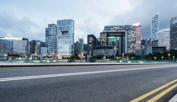 istock empty urban road in downtown,Hong Kong 891956234