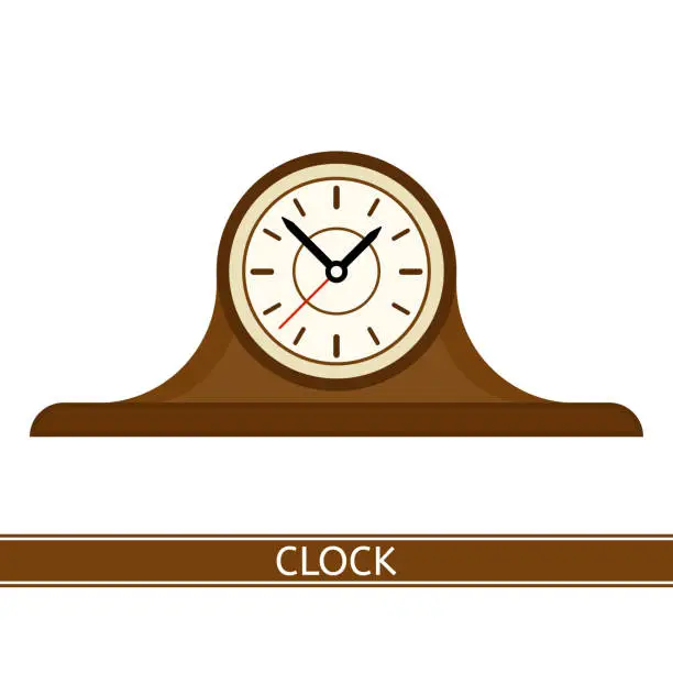 Vector illustration of Mantel Clock Isolated