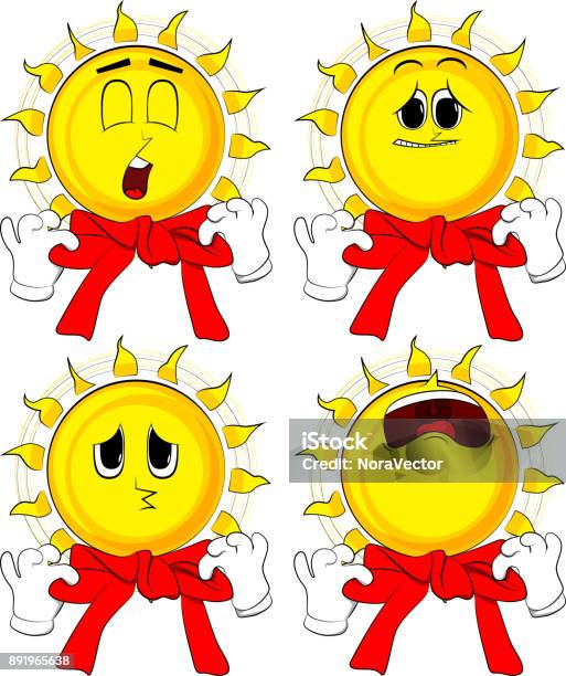 Sun Ribbon Cartoon Cartoon Sun Tying Ribbon On Its Neck Stock Illustration - Download ...