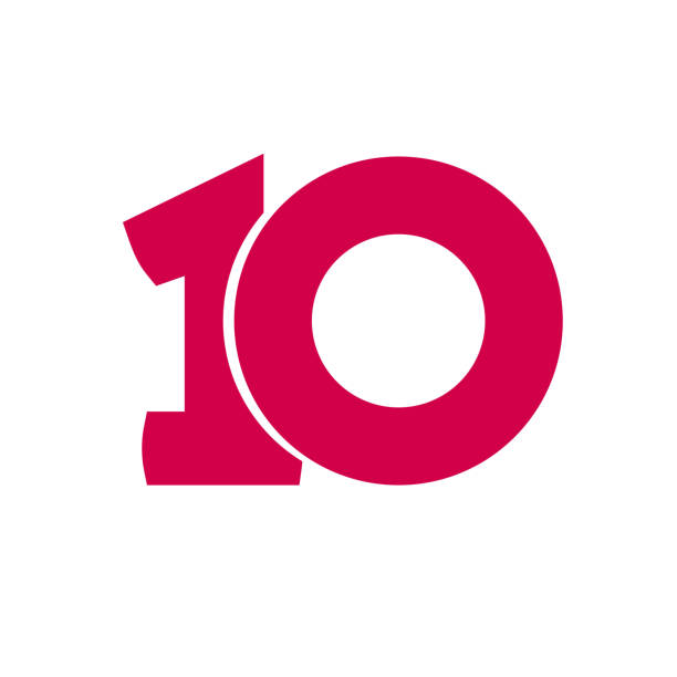 symbol wektorowy numer 10, prosty dziesięć izolowanych tekstów - $10 stock illustrations