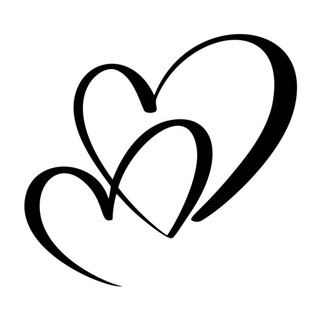 dwóch kochanków serca. ręcznie wykonana kaligrafia wektora. wystrój na kartę okolicznościową, kubek, nakładki fotograficzne, nadruk koszulek, ulotkę, projekt plakatu - love romance heart suit symbol stock illustrations
