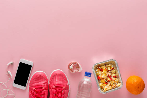 istock Fitness background, sport equipment, copy space 891978858