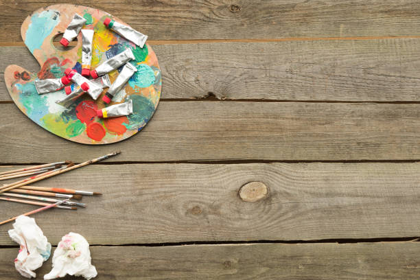 istock palette with acrylic paints tubes 891979426