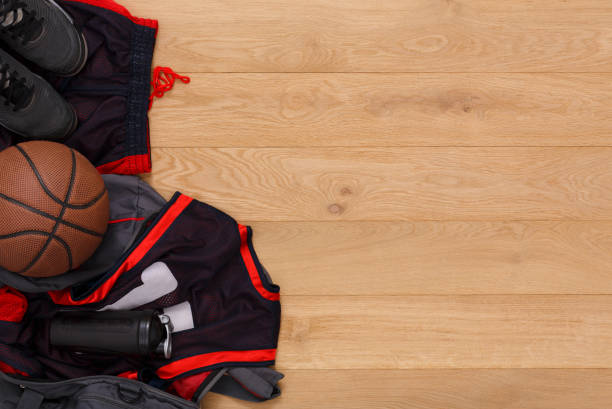 istock Basketball player outfit background top view 891981762