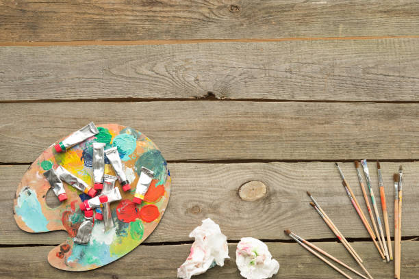 istock palette with acrylic paints tubes 891991816