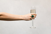 Champagne in female hands.