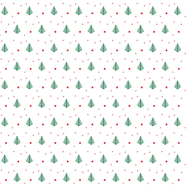 illustrazioni stock, clip art, cartoni animati e icone di tendenza di motivo albero di natale verde con punti rossi su sfondo bianco - textured paper red seamless