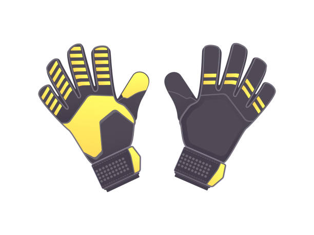 ilustraciones, imágenes clip art, dibujos animados e iconos de stock de guantes de protección del portero - guante deportivo