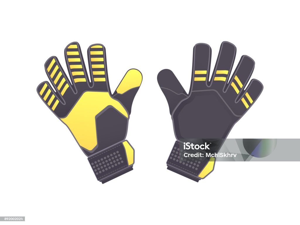 Goalkeeper protection gloves Goalkeeper protection gloves. Vector illustration. Soccer goalkeepers gloves isolated on white background Protective Glove stock vector