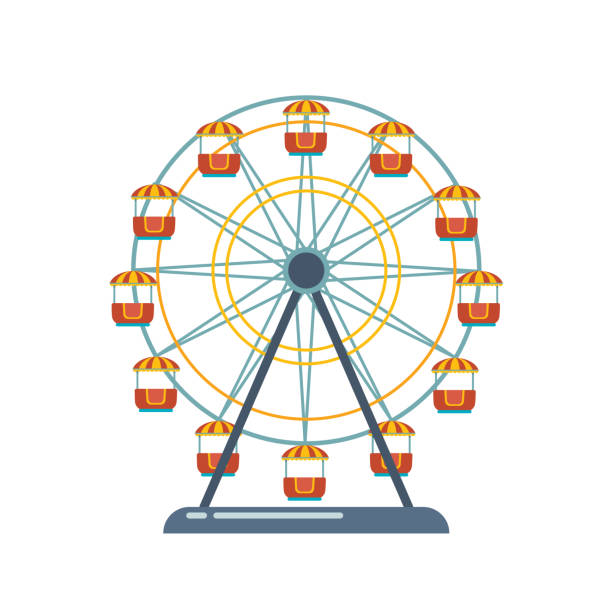 plac zabaw dla dzieci, park rekreacyjny. wesołe miasteczko z diabelskim młynem - ferris wheel carnival wheel amusement park ride stock illustrations