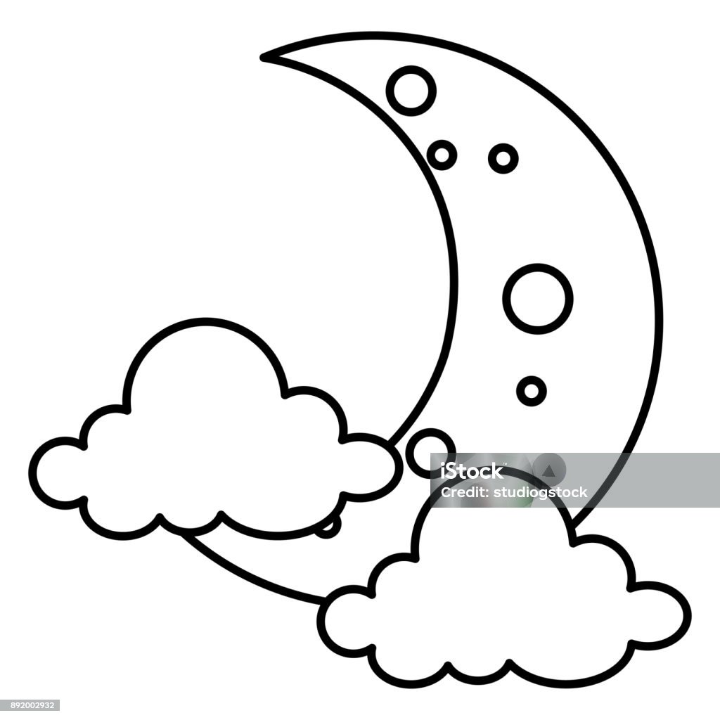 moon night with clouds moon night with clouds vector illustration design Astrology stock vector
