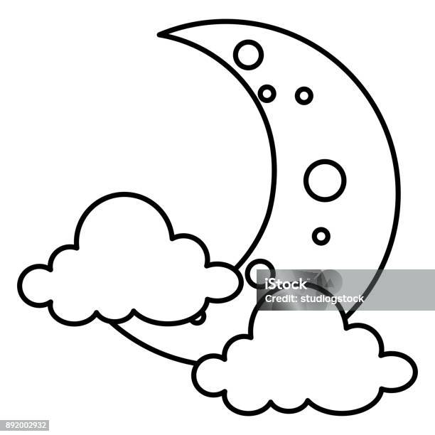 Moon Night With Clouds Stock Illustration - Download Image Now - Astrology, Bedtime, Clip Art