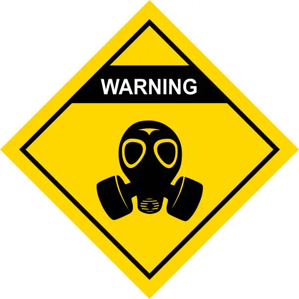 Vector illustration of Gas mask warning sign