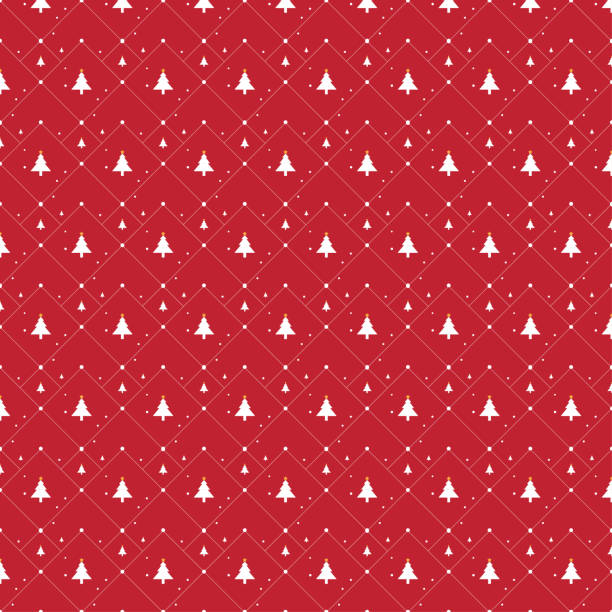 赤の背景にクリスマス ツリー アイコン イラスト シームレス パターン - christmas paper wrapping paper paper gift点のイラスト素材／クリップアート素材／マンガ素材／アイコン素材