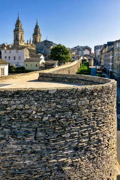 Photo of Close up of historic Roman walls in downtown Lugo, Galicia, Spain