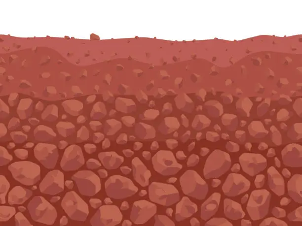 Vector illustration of Underground stony soil layers