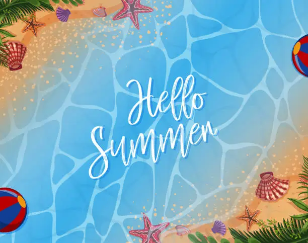 Vector illustration of Summer theme background with ocean
