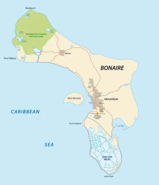 Vector illustration of bonaire road map