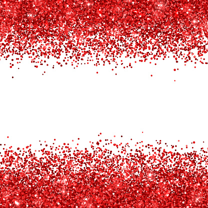 Red glitter on white background. Vector illustration