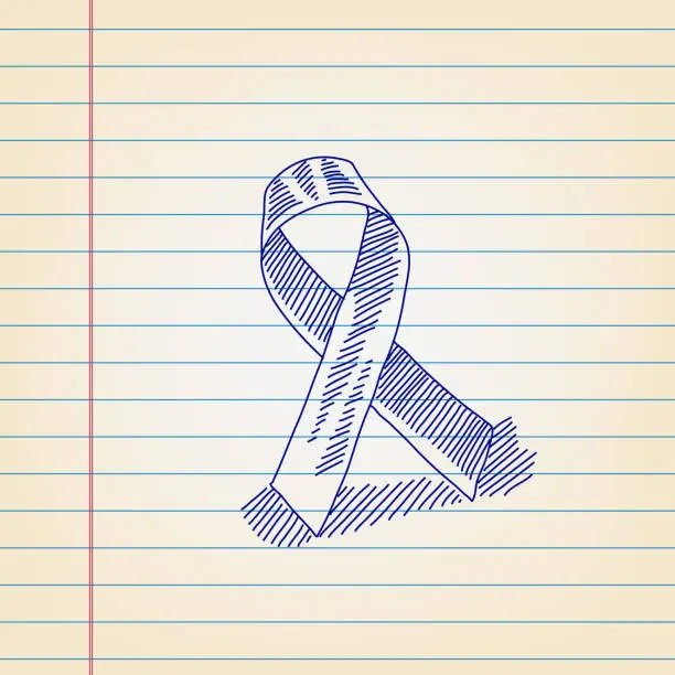 Vector illustration of AIDS Day Symbol drawing on ruled paper