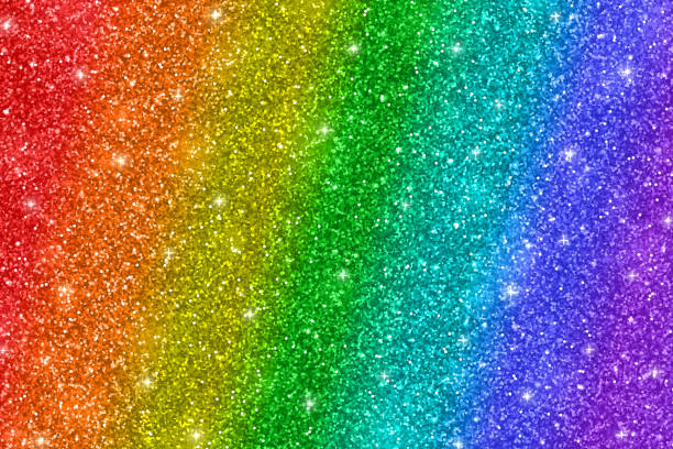 Rainbow glitter background Multicolor glitter background, rainbow colors, diagonal stripes glitter textures stock illustrations