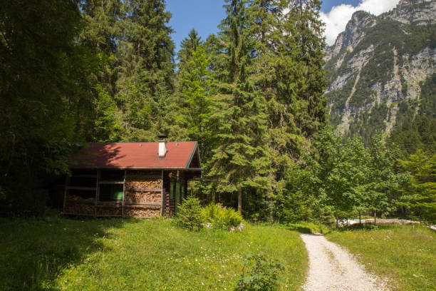 alpi bavaresi - wetterstein mountains summer hut european alps foto e immagini stock