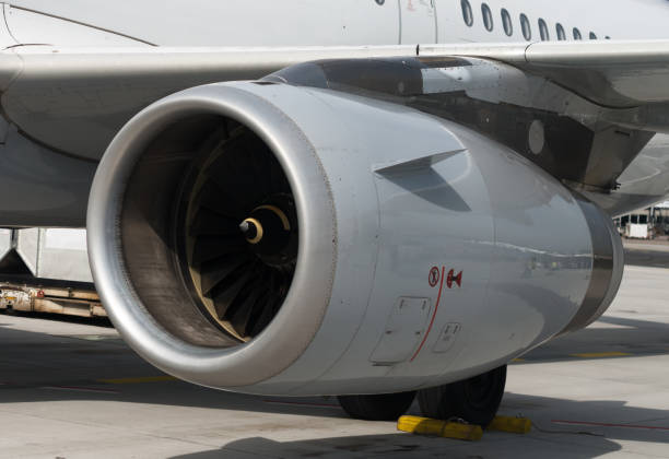 istock Close-up view of aircraft reaction engine. 892029178