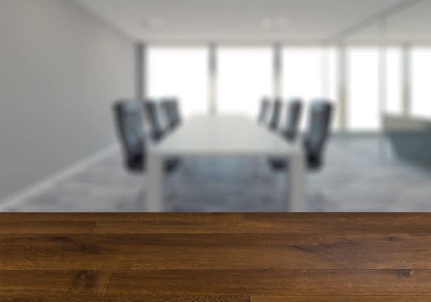 istock Natural flooring. Design background. Empty wooden table.. Modern office Cabinet. Meeting room. 892029454